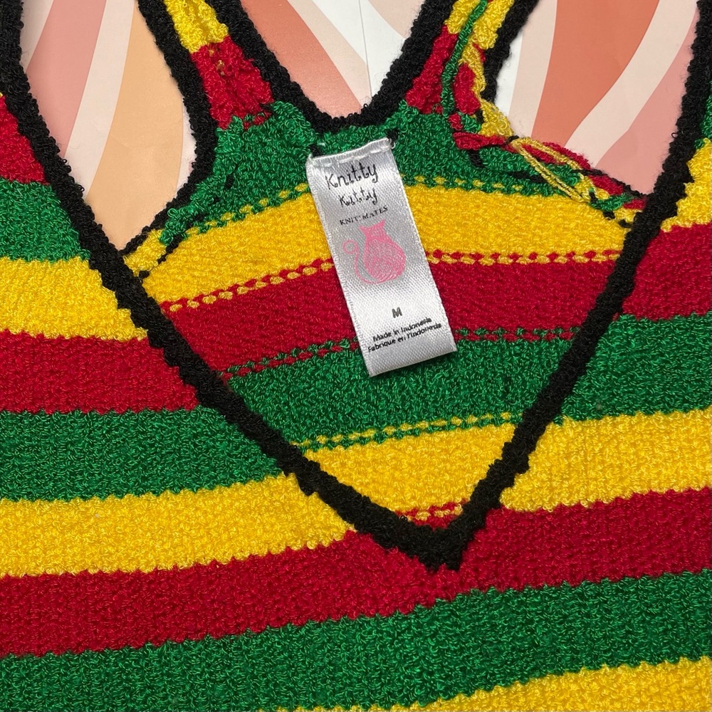Knitty Kitty Rasta Crochet Bralette ♥️💛💚